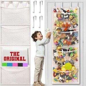 Over Door Stuffed Animal Organizer Mesh Toy Storage for Kids Baby Accessories